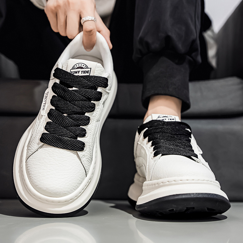 European Men's 2025 Autumn New Brand High-end Sports Casual White Sneakers Height-increasing Versatile Trendy Shoes_vogvips.com
