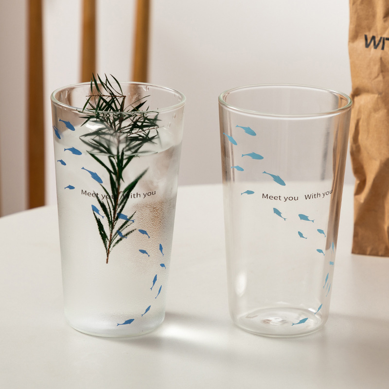 New Small Fish-Shaped Glass Cup, High Borosilicate, Simple Office Water Cup, Coffee Cup, Transparent Glass Cup, Water Cup, Milk Cup