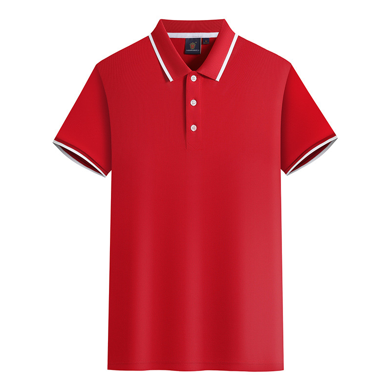春秋季短袖韓版紅色休閑合體型純色長袖商務肥佬夏季polo衫