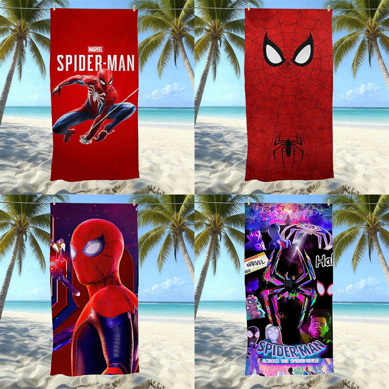 Marvel Spider-Man Cartoon Print Beach Towel, Absorbent, Quick-Drying, Soft and Skin-Friendly for Beach Vacations Marvel Spider-Man Cartoon Print Beach Towel, Absorbent, Quick-Drying, Soft and Skin-Friendly for Beach Vacations