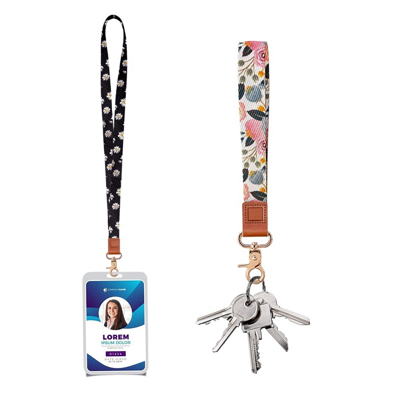 Venta caliente transfronteriza Nuevo poliéster engrosado geométrico estampado floral push teléfono móvil clave ID tarjeta titular cordón