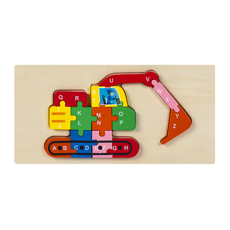 Rompecabezas para niños transfronterizos Animales cognitivos digitales dibujos animados rompecabezas tridimensional educación temprana para bebés iluminación juguetes de madera al por mayor