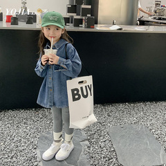 YOJIA女童休閒牛仔襯衣春秋童裝2024洋氣韓版修身女孩襯衫外套