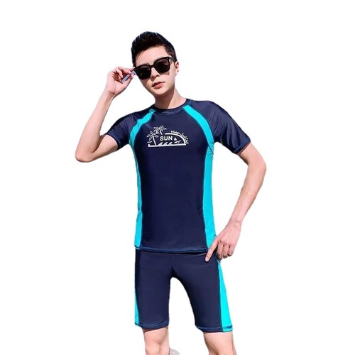 Adult Swimwear Men's Two-piece Set Male Sun Protection Short-sleeved Surfing Snorkeling Suit Thermal Warm Men's Swimming Wear for Hot Springs