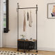 Cream Style Bedroom Floor Hanger Dirty Clothes Basket Household Wrought Iron Clothes Storage Rack Simple Movable Clothes Rack