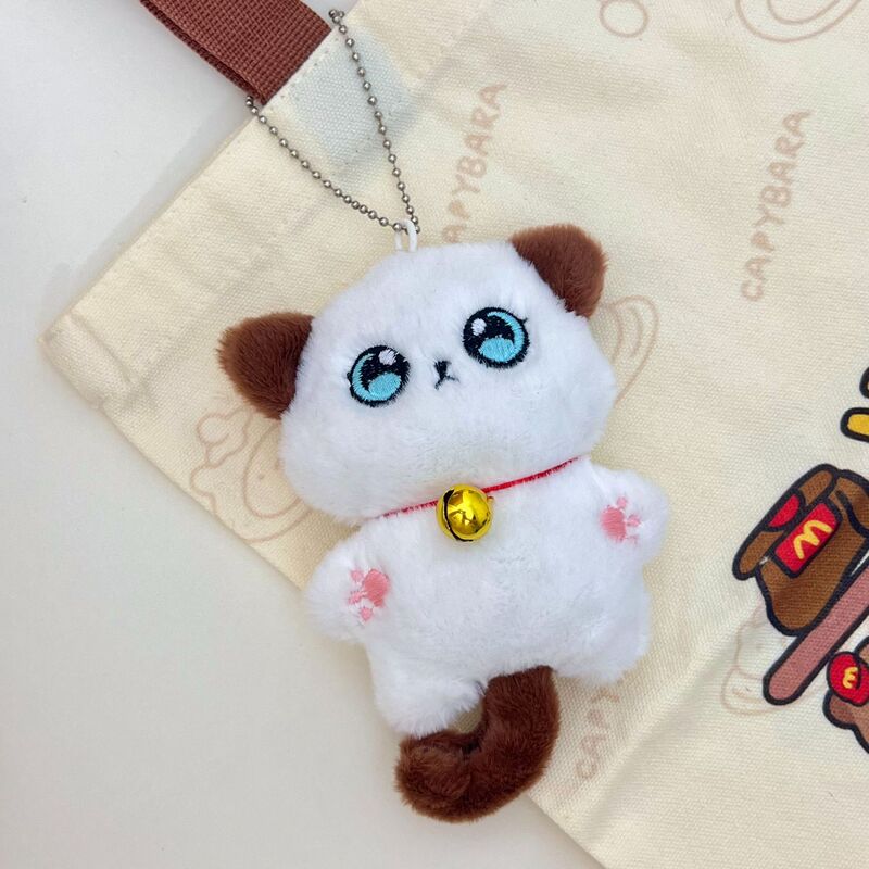 卡通呆萌吱吱叫暹罗猫毛绒猫咪钥匙扣挂件可爱小猫玩偶情侣包挂件|undefined