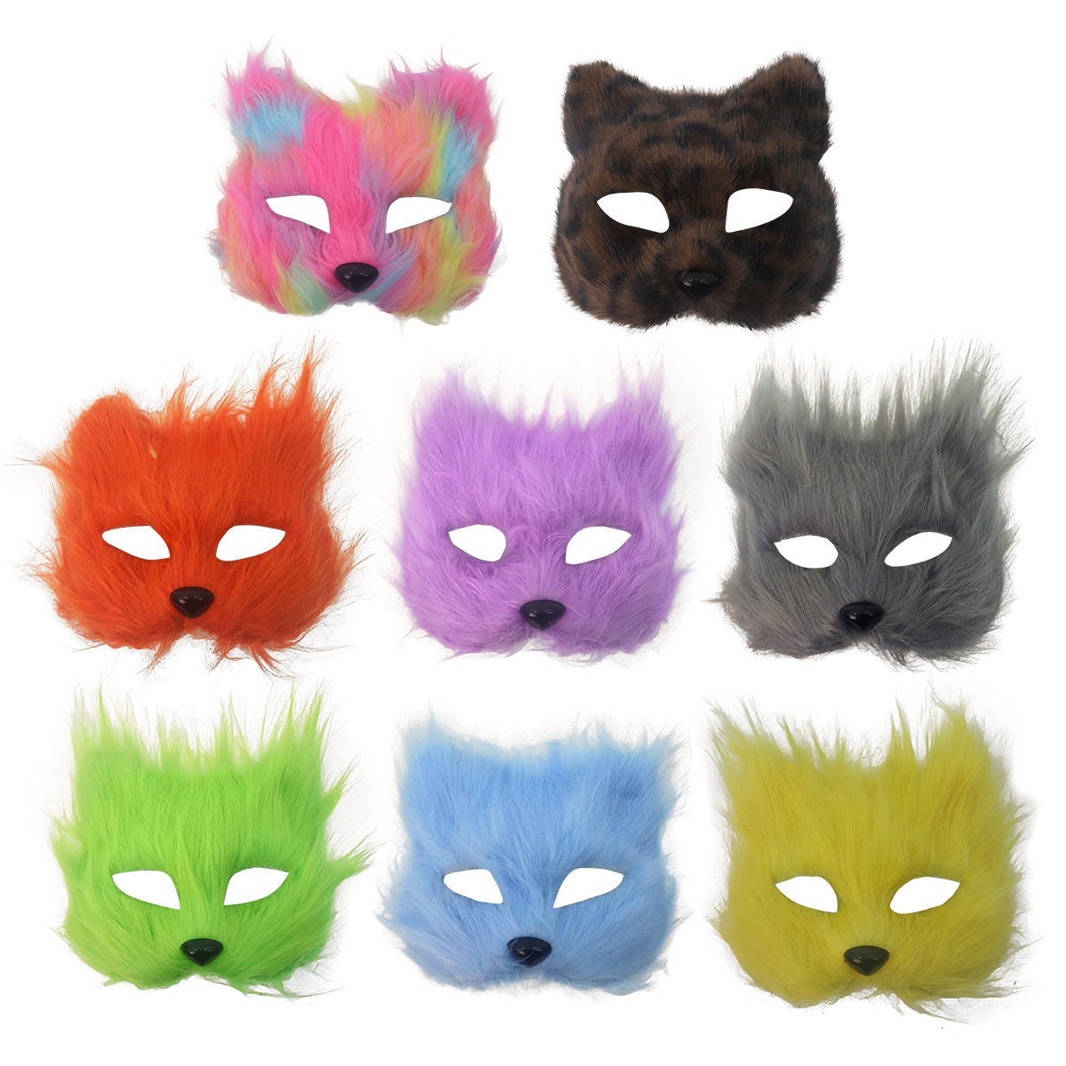 Halloween nuevo medio cara zorro máscara de peluche gato fuego props de fiesta maquillaje fábrica de ropa de baile al por mayor