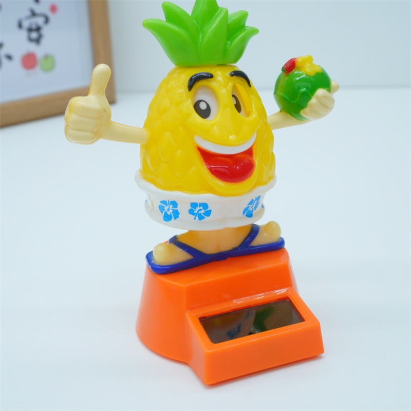 太阳能摆件菠萝头摇头公仔卡通礼物儿童跨境内饰创意内饰汽车用品详情4