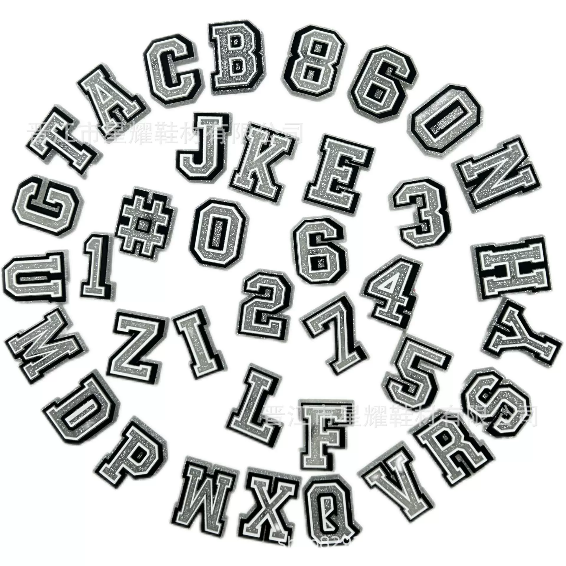 现货银粉字母洞洞鞋鞋花鞋扣diy可拆卸鞋装饰扣配饰批发