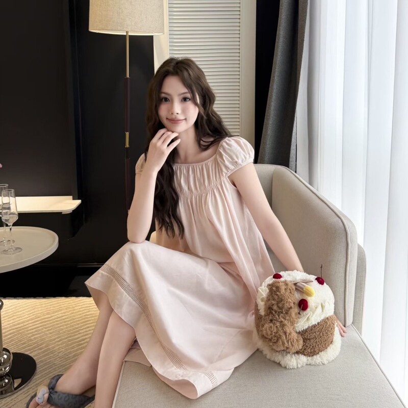 New Cotton Doll Collar Summer Hot-Selling Item, Super Pretty French-Style Sweet and Chic Lace Design Long Dress Loungewear New Cotton Doll Collar Summer Hot-Selling Item, Super Pretty French-Style Sweet and Chic Lace Design Long Dress Loungewear