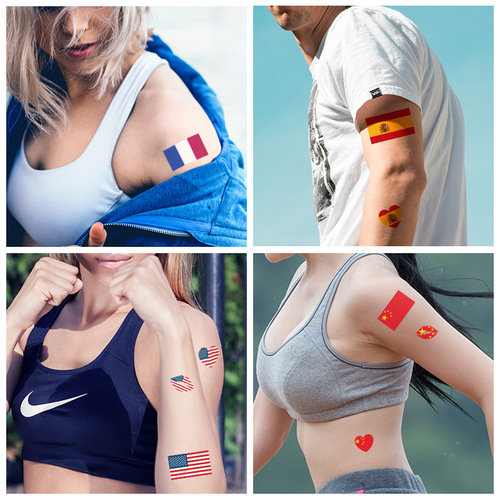 Sports competition marathon flag tattoo stickers sports meeting five-star red flag face stickers waterproof and sweat-resistant long-lasting patriotic stickers