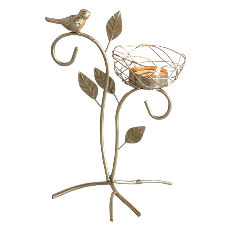 Nordic Hierro Pájaro de Oro aromaterapia Candelabro decoración romántica mesa de comedor decoración de escritorio titular de la vela pequeña decoración al por mayor