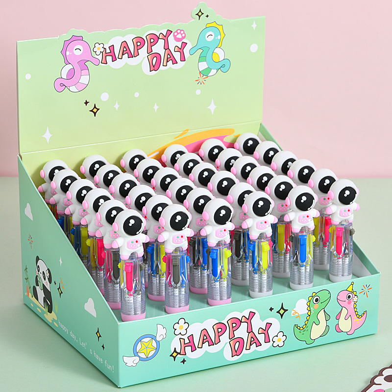 Cosmonauta encantador dibujos animados astronauta mini bolígrafo de cuatro colores bolígrafo de cuentas de mano de colores estudiantes premios papelería al por mayor