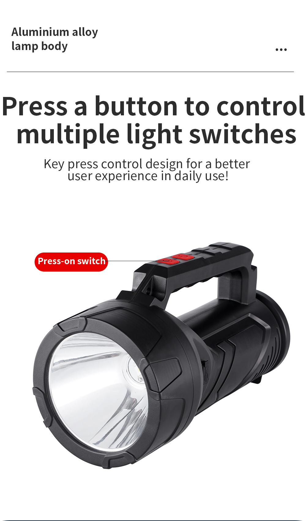 Outdoor Camping Campsite Stretchable Tail Searchlight High Power Strong Light Long Range Flashlight_voghion.com