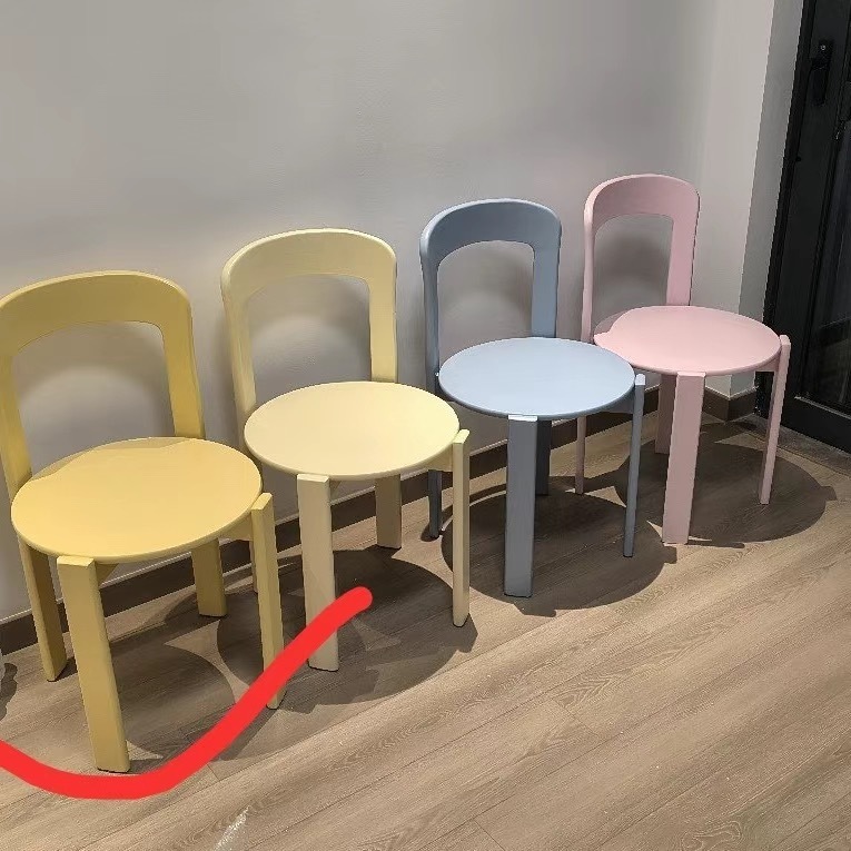 北欧简约实木中古餐椅家用咖啡客厅靠背彩色rey餐椅奶茶店椅子|undefined