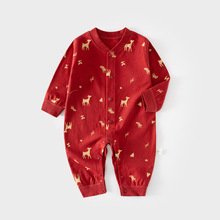婴儿连体衣满月新生儿无骨春秋纯棉哈衣男女宝宝婴幼儿童拜年爬服