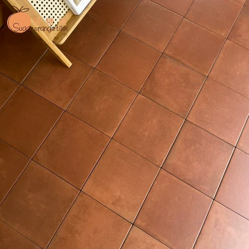 Гуандун 200×200 полностью керамическая ретро-глиняная красная плитка в стиле середины века для ванной комнаты, кухни, балкона, маленькая квадратная плитка B&B, смена печи