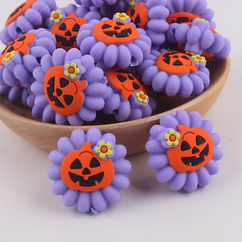 Cuentas de silicona transfronterizas de Halloween 3D creativas calabaza esqueleto cuentas decorativas diy accesorios goteo cuentas