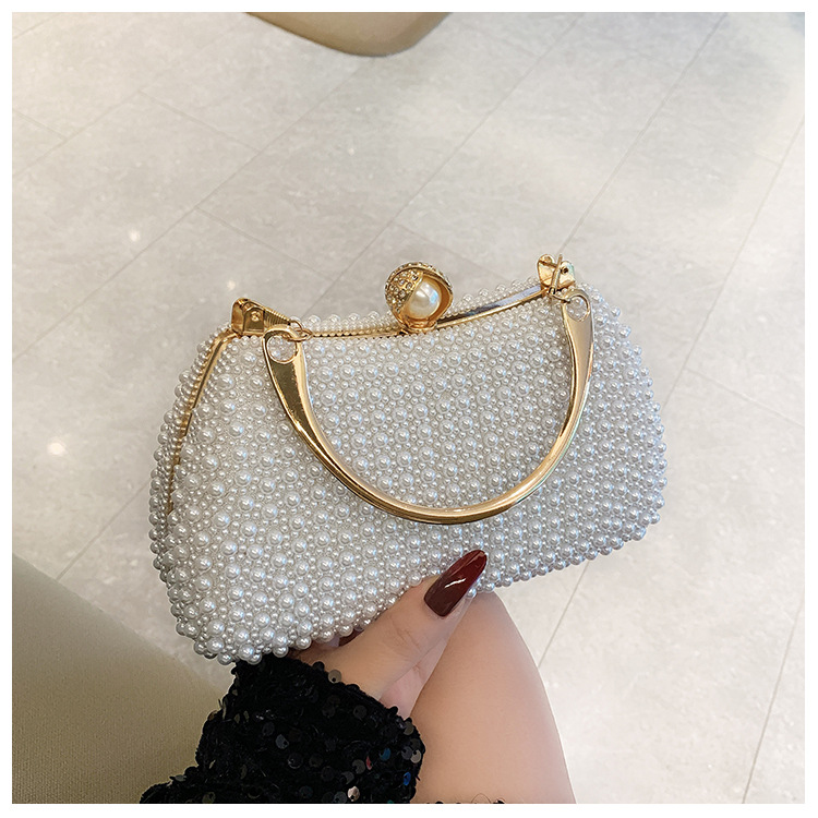 New pearl lady's handbag, banquet dress crossbody bag, elegant socialite dinner bag, high-end underarm bag wholesale undefined