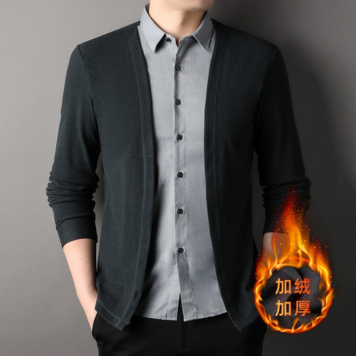  Winter New Men's Padded Double-breasted Shirt with Warm Thicker Collarless Vest Men's Fashion Outerwear