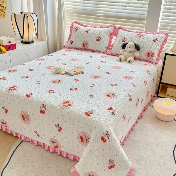 Milk velvet bed cover [Cherry sauce]