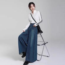 大裤脚阔腿牛仔裤女夏季2025新款宽松高腰显瘦垂感牛仔拖地裤子