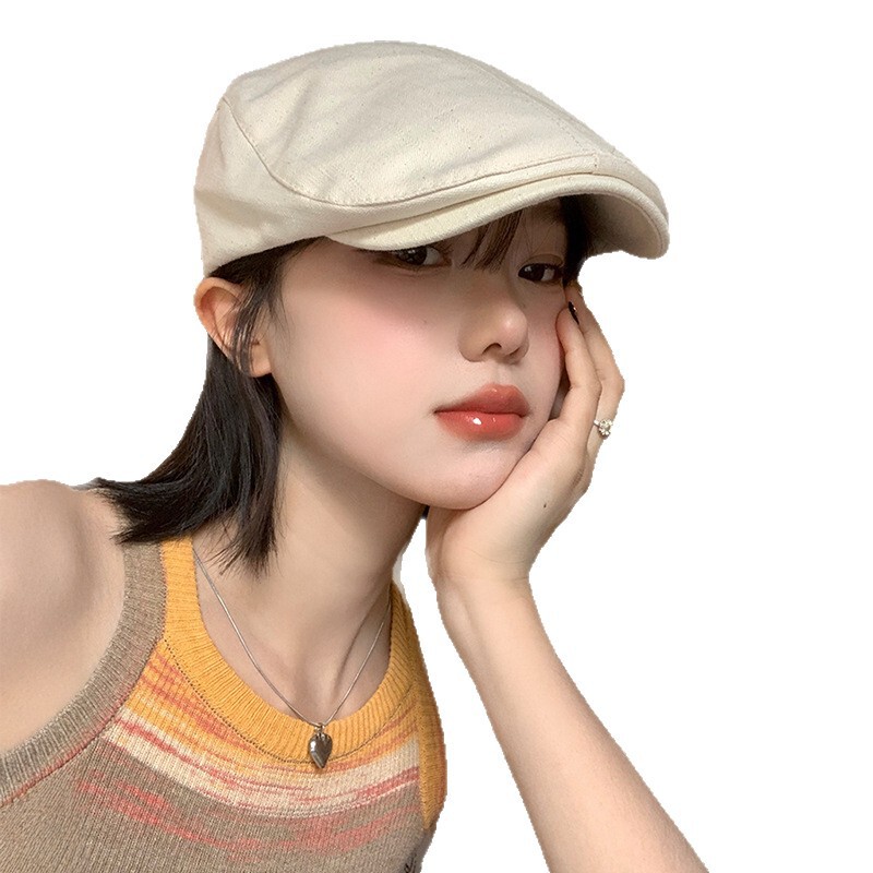 英伦风复古前进帽女秋冬季百搭反戴贝雷帽时尚大头围显脸小帽子潮|undefined