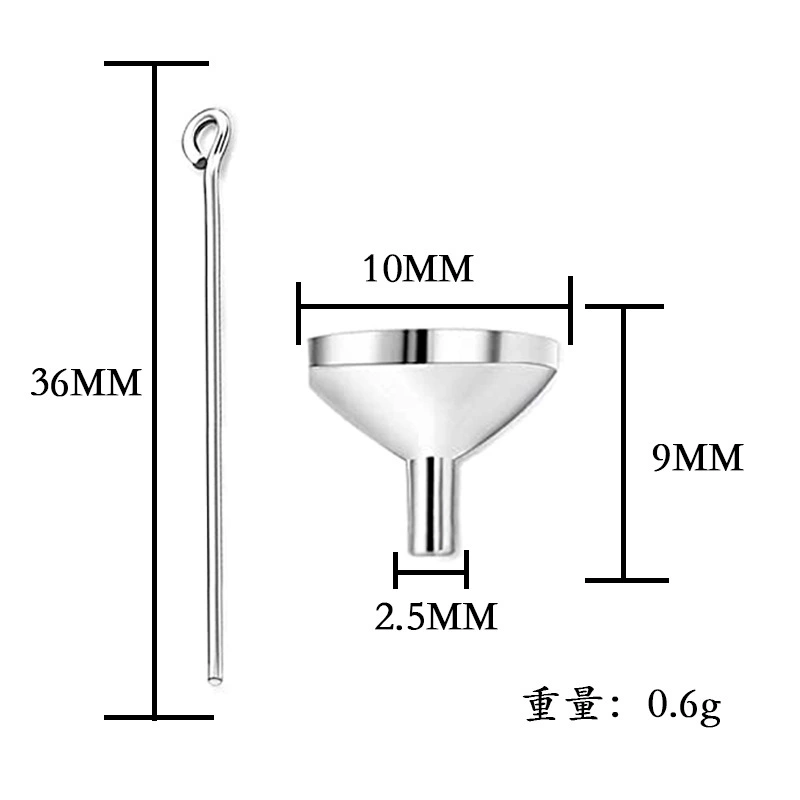 Flask funnel stainless steel, pendant, small perfume, gouache, powder, container, (Physicals)