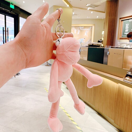 Cute long-legged frog backpack keychain, couple's decoration plush toy, wholesale doll accessory