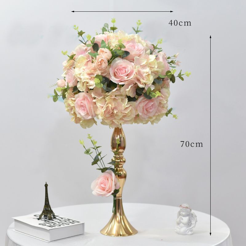 핑크색 대형 황금색 꽃 그릇