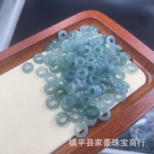 天然翡翠幸运环散珠 冰种蓝水大孔环A货手串项链DIY配饰手链项链