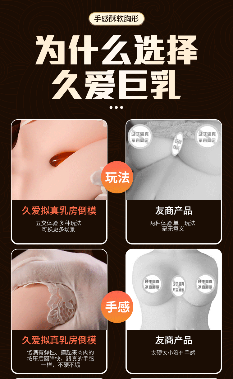 Jiuai Manual Male Masturbator Cup with Large Breasts and Insertable Vaginal and Anal Molds — detail image 8
