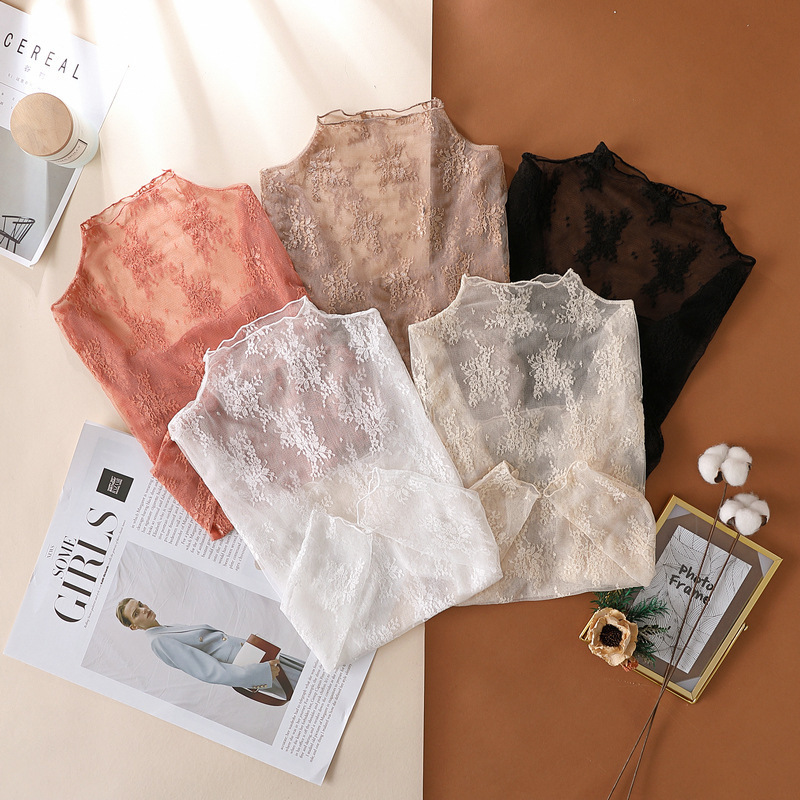 Spring and Autumn New High-End Lace Base Shirt for Women 2026 Hot-Selling Long-Sleeve Mesh Top Sexy Inner Wear Blouse 3178