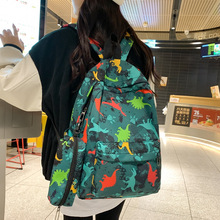 开学季新款中小学生书包三件套卡通恐龙背包女涂鸦便携笔袋双肩包