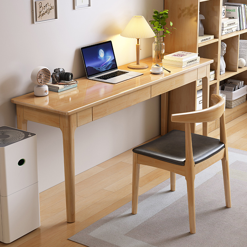 Madera sólida extremadamente estrecha computadora escritorio 40/45cm ancho moderno simple pequeño apartamento dormitorio largo libro Mesa