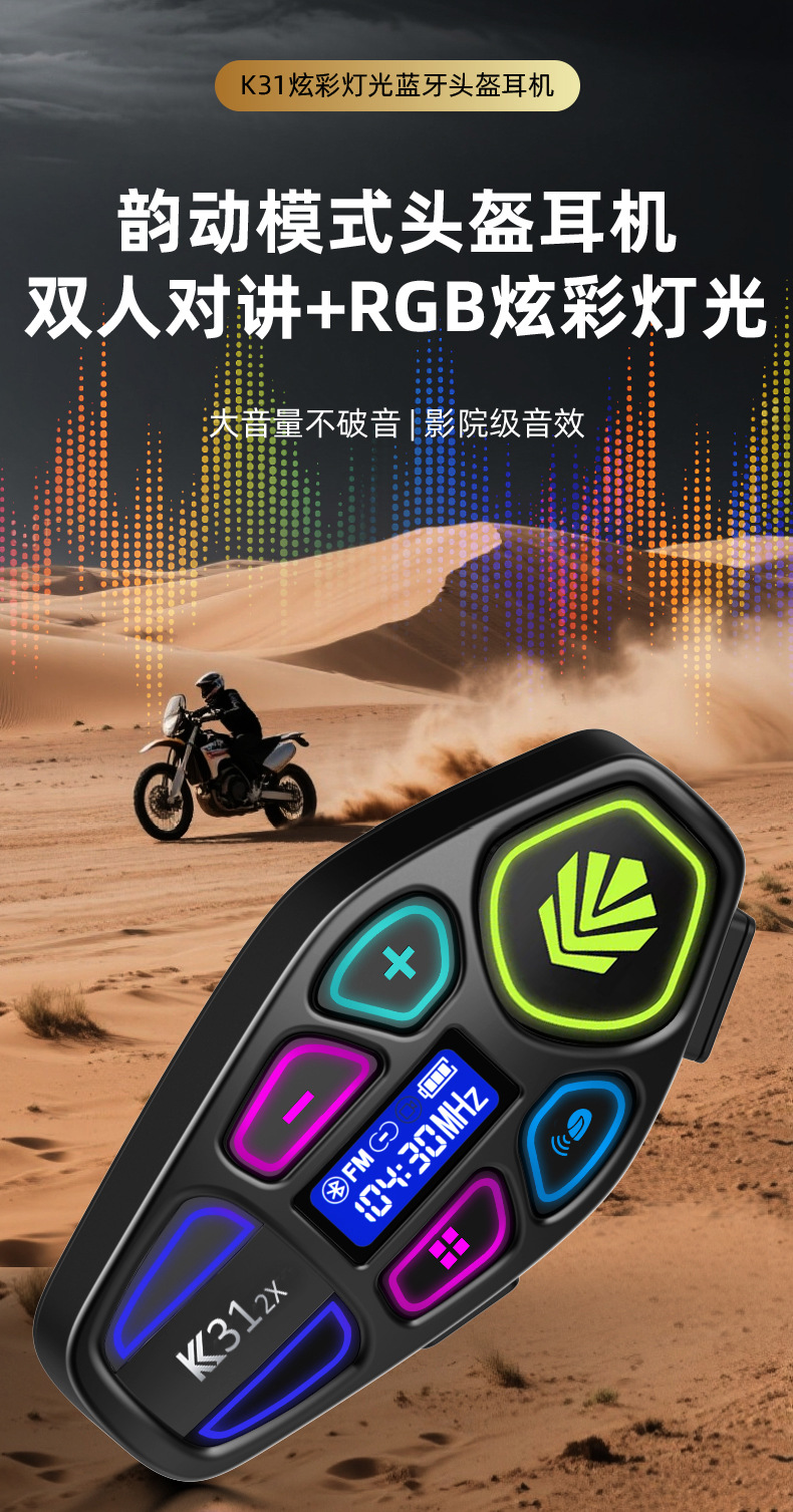 K31 Helmet Bluetooth Headset Cross-Border Video Recording Ai Voice Hands-Free Installation-Free Motorcycle Helmet Noise-Canceling Headphones