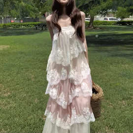 雾纱裙 早春漂亮连衣裙女2026新款法式重工渐变多层上衣蛋糕裙子
