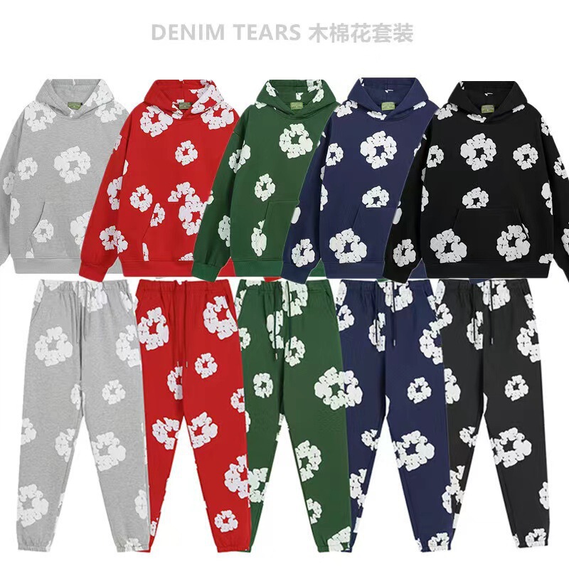 American Street Puff Print Men's Hoodie Trousers And Women's Hoodie high quality Thick Tracksuit Set