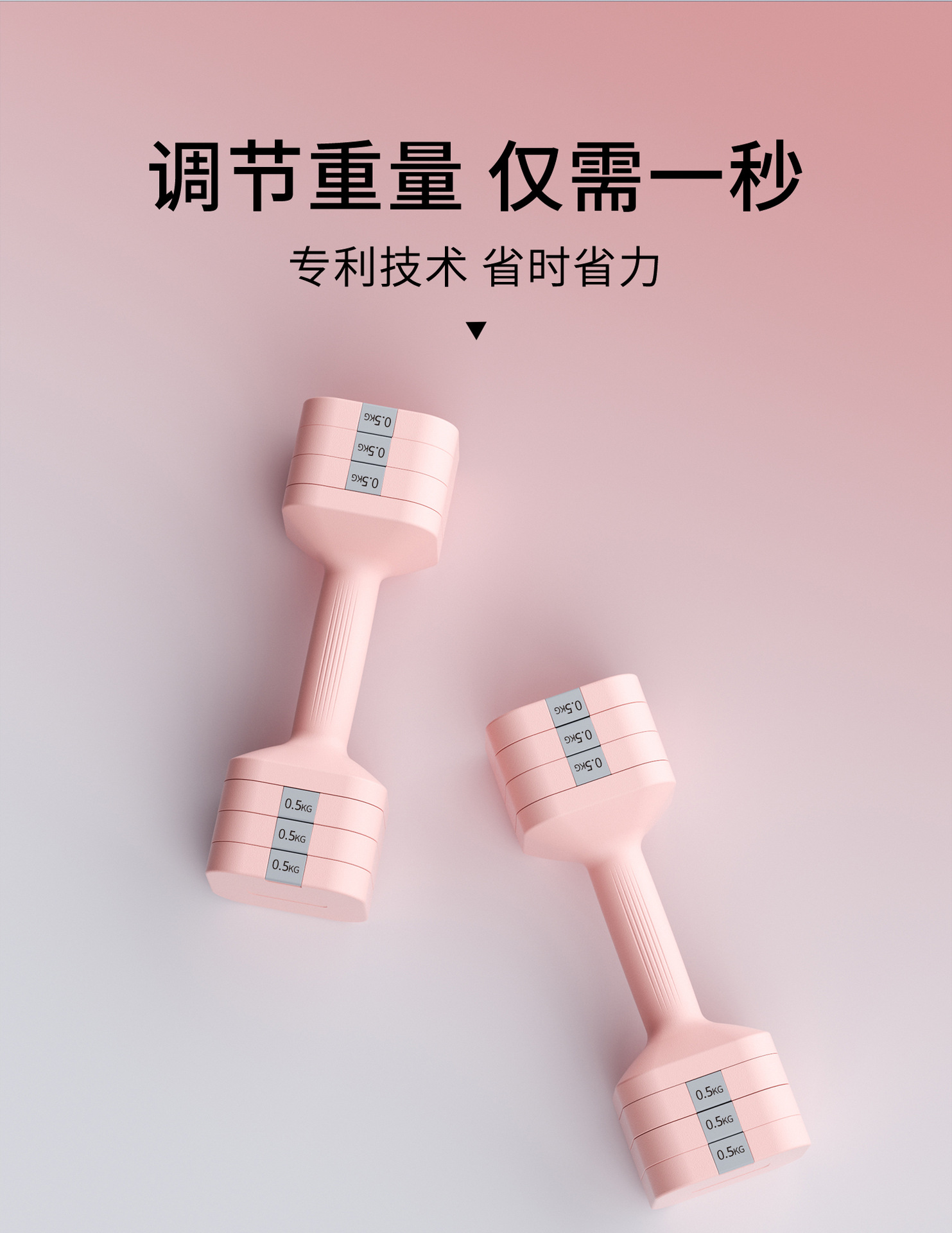 New Ladies Adjustable Dumbbell 5kg Pair Electroplated Steel Fitness Home Handheld Mini Dumbbell Barbell Set