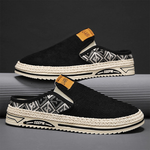 2024 Fashion Slip-on and Half-Tow Baotou Sneakers Summer New Men's Casual Sports Breathable Flat Men's Shoes