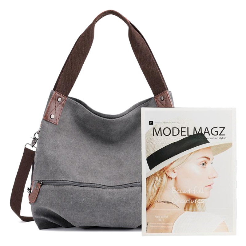 Bolsa de lona para mujer 2025 – Bolsa de hombro y mano, estilo casual, color sólido, bandolera de moda primavera-verano image 1