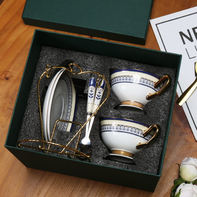 Tazas de café europeas de alta calidad, lujo ligero, sensación de alta calidad, set de té de la tarde, tazas de cerámica y platos