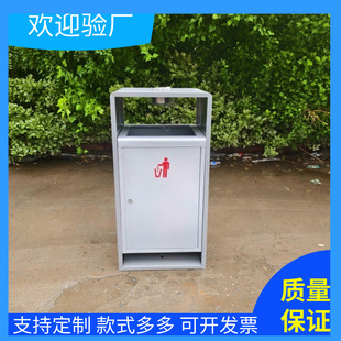 Outdoor Trash Can Stainless Steel High-End Single Barrel Galvanized Plate Outdoor Sorting Trash Can Street Scenic Area Peel Box