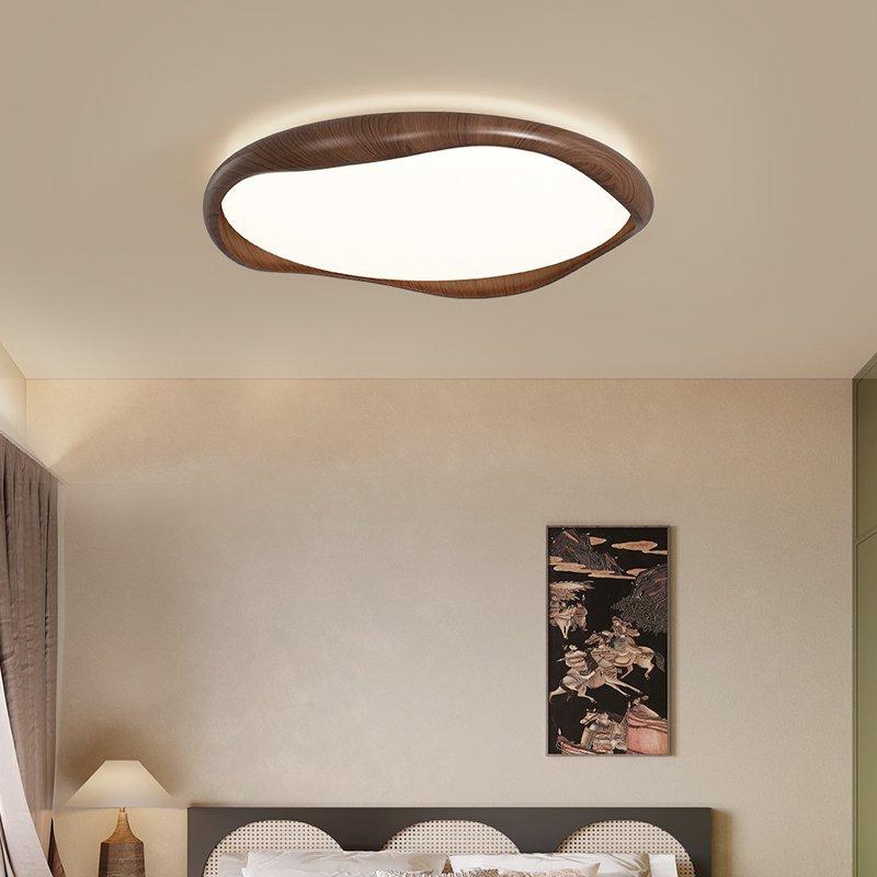 Luz de techo de dormitorio medieval retro de alta gama americana retro color nuez simple super brillante protección de los ojos sala lámpara Zhongshan