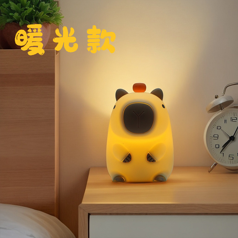 跨境卡皮巴拉小夜灯USB充电儿童睡眠伴睡床头灯硅胶灯创意拍拍灯|undefined