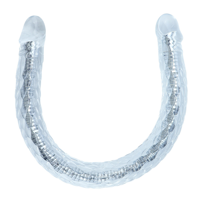 Arbitrario curvado de doble cabeza dragón hembra doble cabeza pene largo manual de simulación pene femenino gay masturbación al por mayor