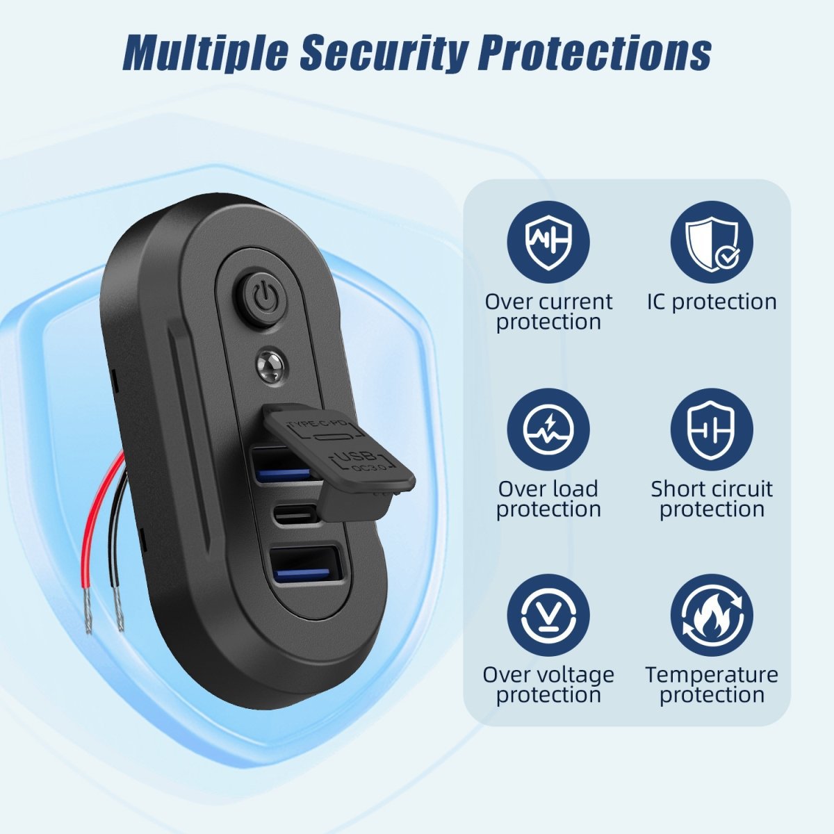 Dual Qc+Pd with Mechanical Switch Button, New Car Charger, Mini Bus Modified Multi-Function Charger