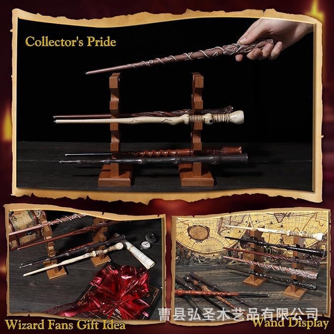 Estante de varita mágica multicapa de madera Estante de exhibición de colección de varita mágica de madera maciza Soporte de almacenamiento de cetro de escritorio