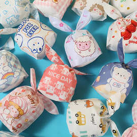 卡通六一儿童节礼品包装袋兔耳朵糖果饼干袋生日礼物袋塑料袋50个