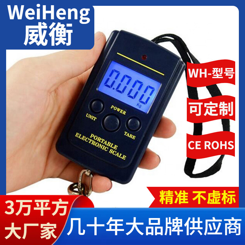 WeiHeng威衡WH-A01便携式吊绳小方形手提电子钓鱼吊钩秤40公斤